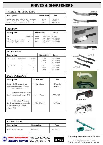 2702 KNIVES & SHARPENERS - Food Hardware