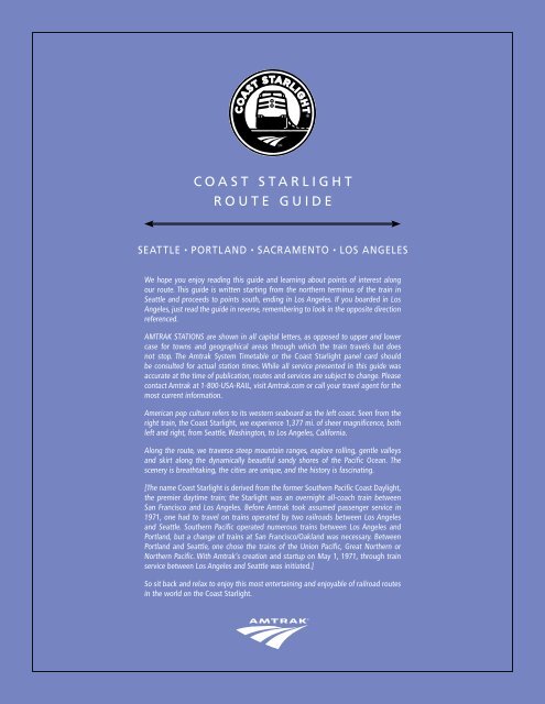 COAST STARLIGHT ROUTE GUIDE - Amtrak