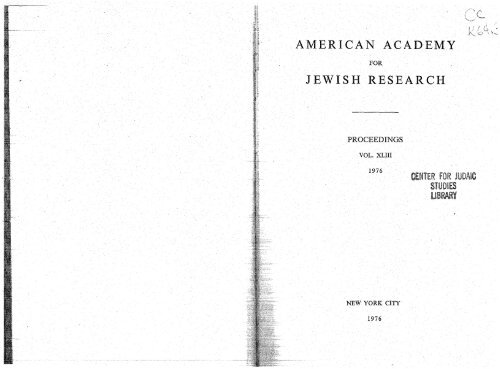 JEWISH RESEARCH AMERICAN ACADEMY - KJU Online