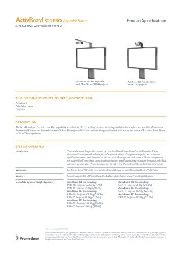 ActivBoard 300 Pro Adjustable System Spec Sheet for - Promethean