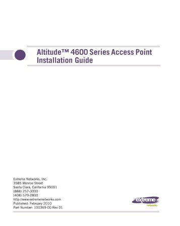 Altitude™ 4600 Series Access Point Installation ... - Extreme Networks