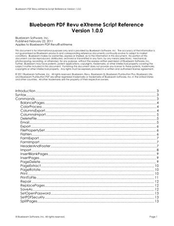 Bluebeam PDF Revu eXtreme Script Reference Version 1.0