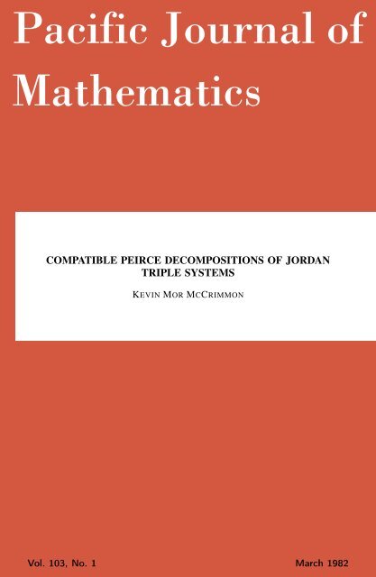 Compatible Peirce decompositions of Jordan triple systems - MSP