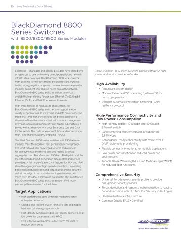 BlackDiamond 8800 series chassis-based ... - Extreme Networks