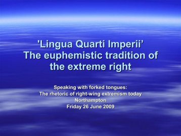 'Lingua Quarti Imperii' The euphemistic tradition of the extreme right