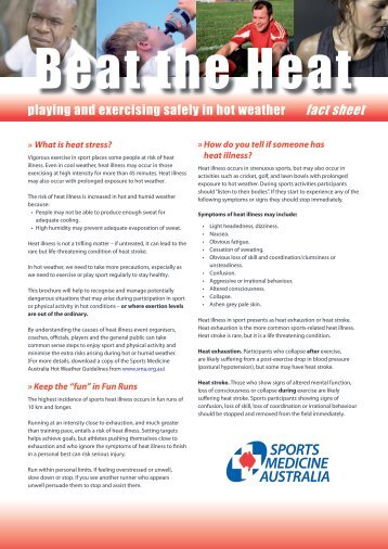 Beat the Heat Fact Sheet - Sports Medicine Australia