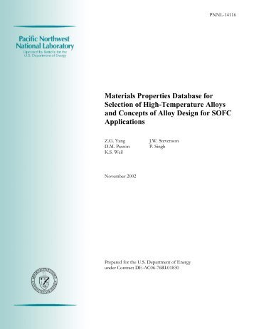 Materials Properties Database for Selection of High-Temperature ...