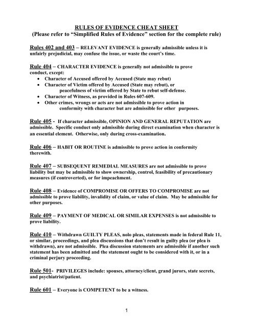 Federal rules of evidence cheat sheet get what you need for free