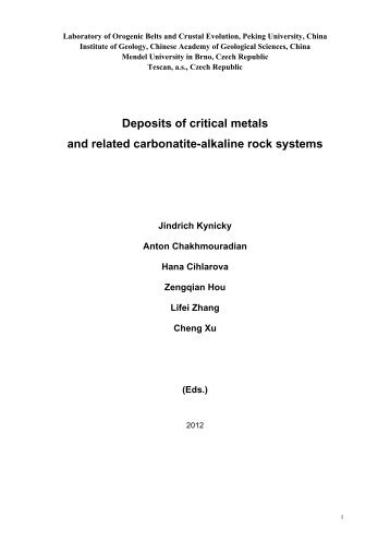 Deposits of critical metals and related carbonatite-alkaline rock ...