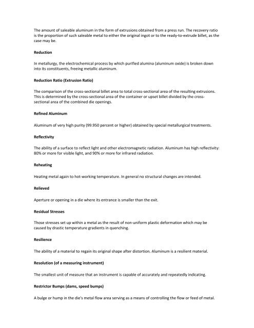 ALUMINUM GLOSSARY - Airoldi Metalli