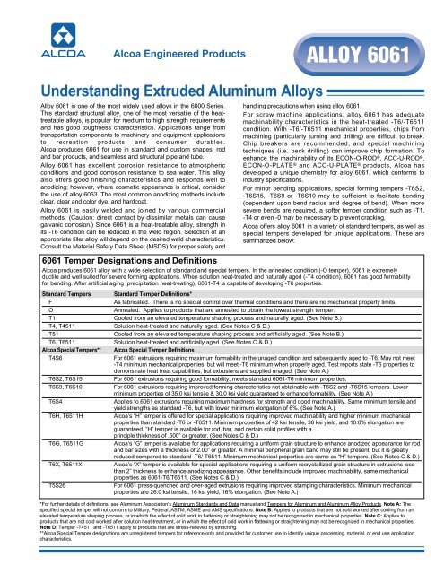 ALLOY 6061 Understanding Extruded Aluminum Alloys