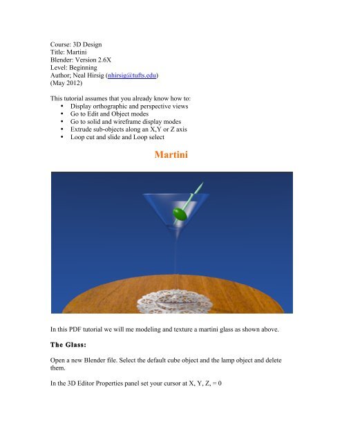 Martini Pdf Tutorial Blender 3d Design Course