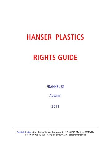 HANSER PLASTICS RIGHTS GUIDE - Hanser Fachbuch