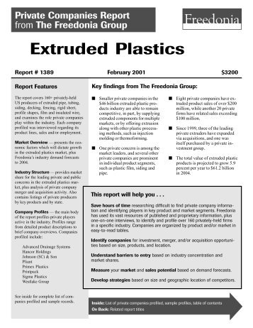 Extruded Plastics - The Freedonia Group