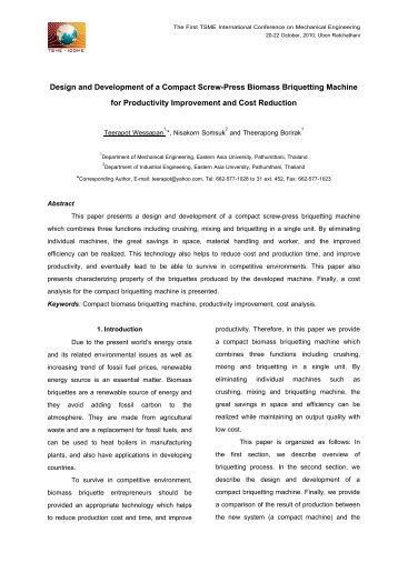 Design and Development of a Compact Screw-Press Biomass ...