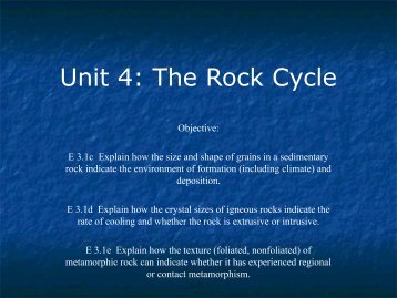 Unit 4: The Rock Cycle - Ann Arbor Earth Science