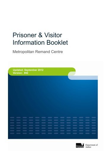 Prisoner & Visitor Information Booklet - Department of Justice