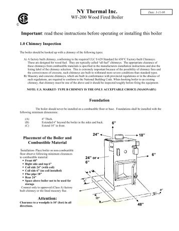 Installation Manual - NY Thermal Inc.