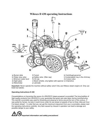 Wilesco D 430 operating Instructions - Wilesco-Ministeam