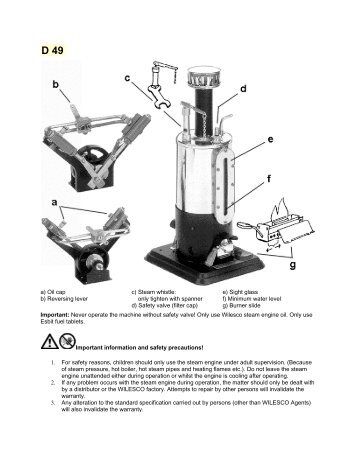 Important information and safety precautions! - Wilesco-Ministeam