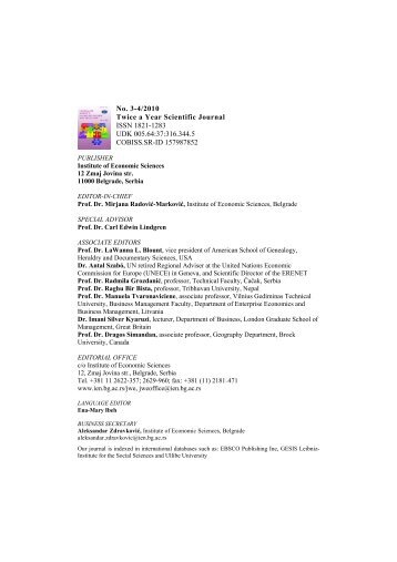 No. 3-4/2010 Twice a Year Scientific Journal ISSN 1821-1283 UDK ...