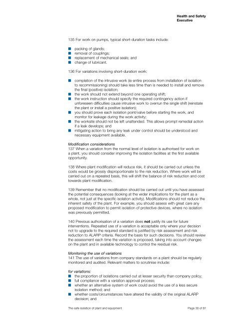 The safe isolation of plant and equipment (HSG253) - Health and ...