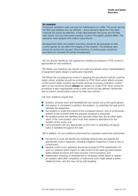 The safe isolation of plant and equipment (HSG253) - Health and ...