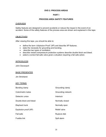 DVD 2, Part 1: Process Area Safety Features - Chemical Engineering