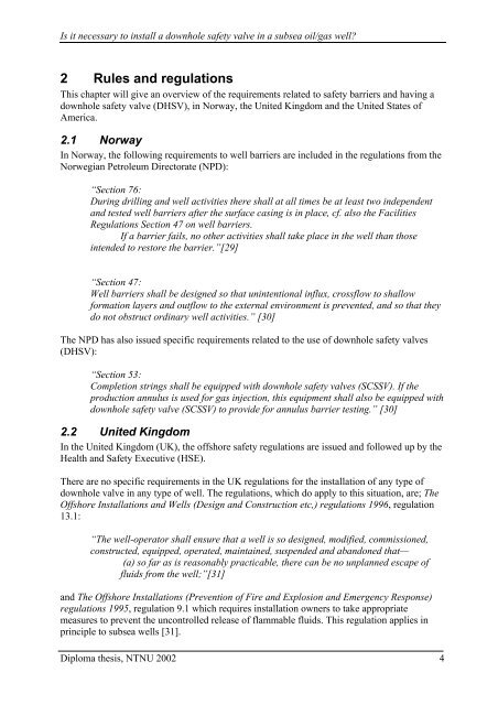 Is it necessary to install a downhole safety valve in a subsea ... - NTNU