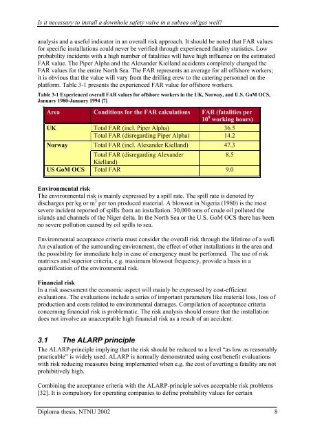 Is it necessary to install a downhole safety valve in a subsea ... - NTNU