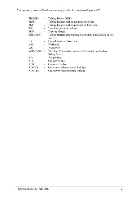 Is it necessary to install a downhole safety valve in a subsea ... - NTNU