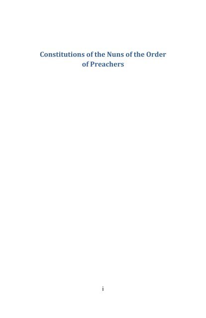 Constitutions of the Nuns of the Order of Preachers