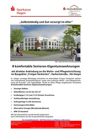 S Sparkasse Hagen 8 komfortable Senioren-Eigentumswohnungen