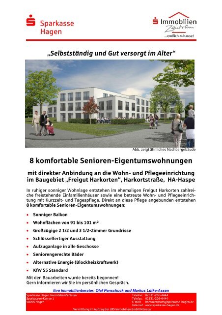 S Sparkasse Hagen 8 komfortable Senioren-Eigentumswohnungen