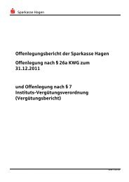 Offenlegungsbericht der Sparkasse Hagen Offenlegung nach § 26a ...