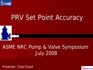 PRV Set Point Accuracy