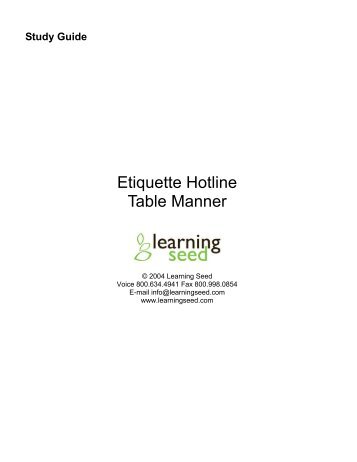 Etiquette Hotline: Table Manners - Learning Seed