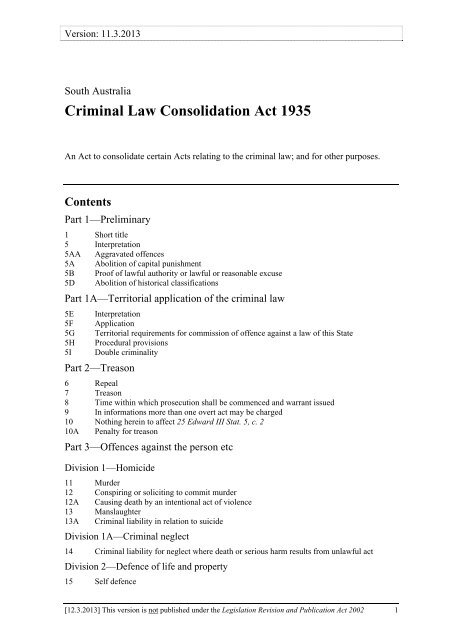 criminal law information for south australia