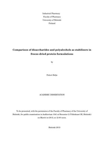 Comparison of disaccharides and polyalcohols ... - Helda - Helsinki.fi