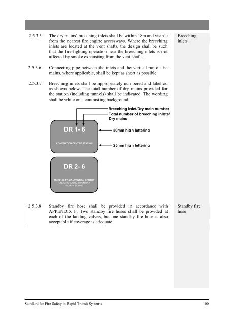 Standard for Fire Safety in Rapid Transit Systems - Singapore Civil ...