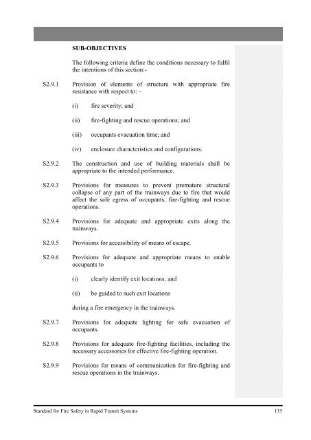 Standard for Fire Safety in Rapid Transit Systems - Singapore Civil ...