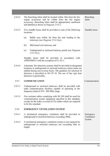 Standard for Fire Safety in Rapid Transit Systems - Singapore Civil ...