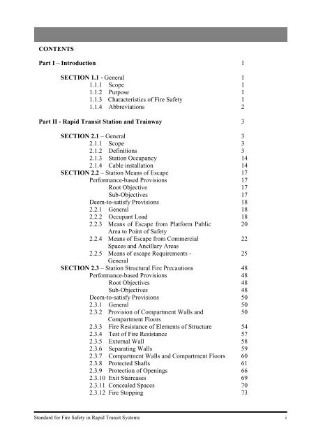 Standard for Fire Safety in Rapid Transit Systems - Singapore Civil ...