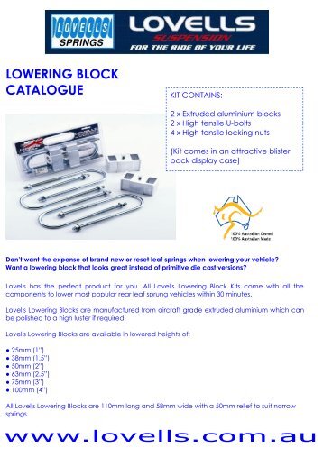 LOWERING BLOCK CATALOGUE