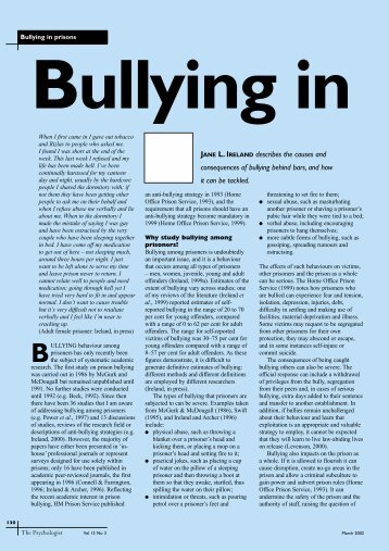 Bullying in prisons - The Psychologist