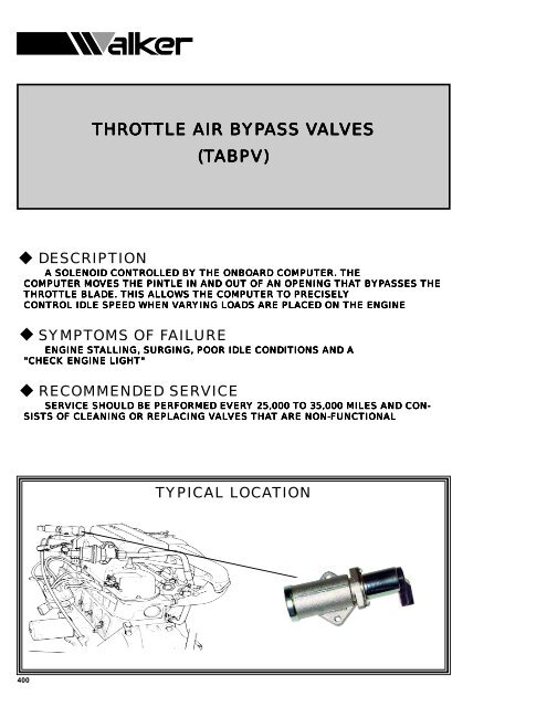 Throttle Air Bypass Valve TABPV - Walker Products