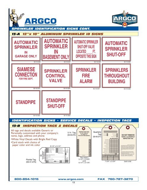 fire sprinkler specialties catalog - Argco