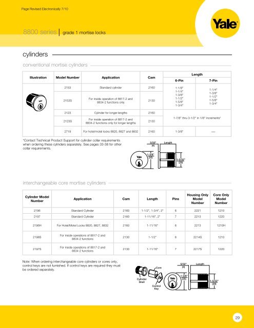 Yale 8000 series Mortise Lock Catalog - Door Hardware