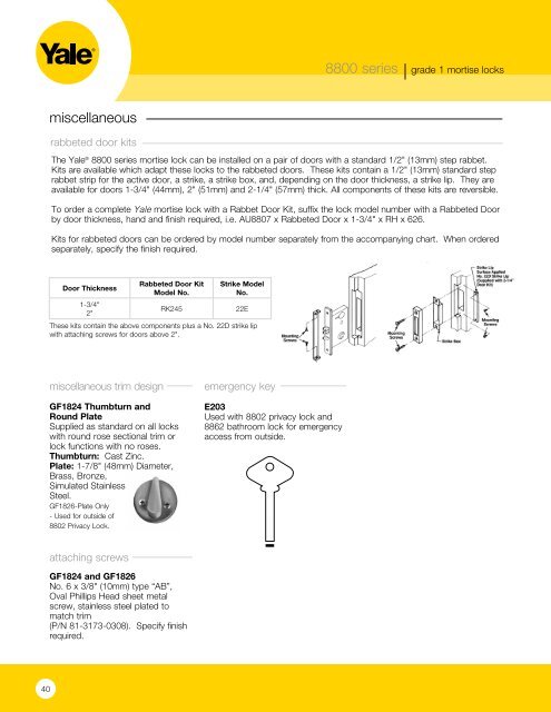 Lock Functions Chart