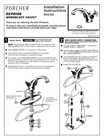 Installation Instructions - Porcher